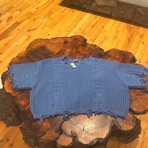 NWT la Lavon Knit Fringe Sweater L